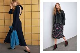 Left H M Ribbed Dress With Flounces And Oversized Denim Jacket Right H M Leather Biker Jacket And Patterned Dress Gorodskie Naryady Modnye Stili Idei Naryada