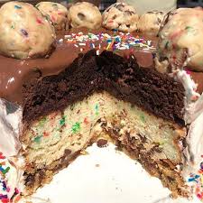 Pure Deliciousness By Nycfoodforthesoul Nutella Cookie Funfetti Brownie Cake With Edible Cookie Dough And Vanilla Choc Edible Cookies Cake Nutella Cookies