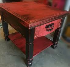 Rockstar Glam House Black Red Distressed End Table Red Distressed Furniture Black Distressed Furniture Painted Furniture