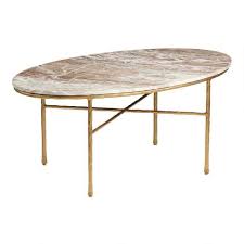 Oval Brown Marble Meera Coffee Table World Market In 2020 Coffee Table Oval Marble Coffee Table Decorating Coffee Tables