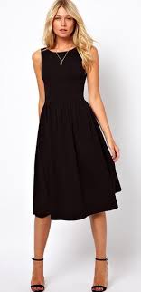 Asos Midi Fit And Flare Dress With Scoop Back In Black Fashion Fit And Flare Dress Asos Black Dress