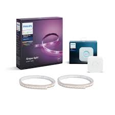 Philips Hue White And Color Ambiance Led Dimmable Light Strip Plus Smart Wireless Lighting Starter Kit 2 80 Strips And Bridge 458471 The Home Depot