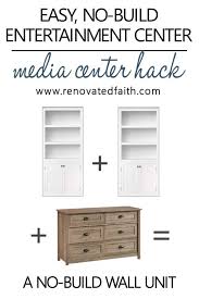 Blake grey wash 68 media console with 2 tall cabinets. No Build Diy Entertainment Center With Bookshelves Mind Blown