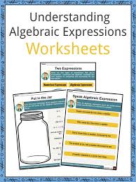 understanding algebraic expressions facts worksheets for kids