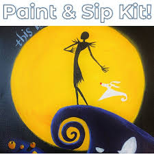 Nightmare before christmas painting we can live like jack. Paint Sip Kit Nightmare Before Christmas Uncorked Canvas
