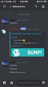 Maybe you would like to learn more about one of these? 00 T Mobile Lte Pm 87 Disboard Bot Q October 8 2020 Today At Am Id Bump Today At Am Disboard The Public Server List Squld Bump Done Check It On Disboard Disboard Org