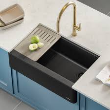 Easily compare products from over 25,000 stores including amazon and ebay on www.pebble.co.uk Kraus Bellucci Workstation 33 Quartz Composite Single Bowl Farmhouse Kitchen Sink In Metallic Black Walmart Com Walmart Com