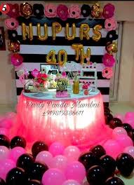 40th Birthday Flowers And Balloons 40th Birthday Party Decor Ideas With Balloons Banner Paper Flowers Backdrop Cake 40th Birthday Party Themes 40th Birthday Decorations 40th Birthday Parties