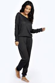 Womens Clothing Onesies Nightwear Ruby Slash Neck Long Sleeve Lounge Jumpsuit Color Black Baby Clothes Australia 6110 J Clothes Clothes For Women Pajamas Women