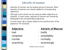 after the verb he drank the water quickly. Adverbs Of Manner