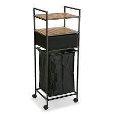 Structure en tube et tôle 20/10ème mécanosoudés. Desserte A Roulette Avec Panier A Linge Et Tiroir Noir Beth Meuble Salle De Bain Pas Cher