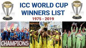 Cricket world cup winners list 2019. World Cup