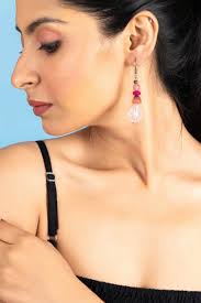 Handmade Semi-Precious Rose Quartz and Peach Pink Jade Leaf Earrings for  Elegant Style