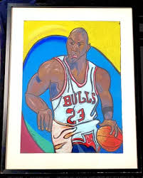 MICHAEL JORDAN FRAMED Drawing Sketch By Frank Nareau 15.5/12 NBA BasketBall  #23 $30.00