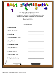 Baby Scattergories Baby Songs Baby Gift Basket Scattergories