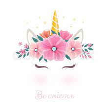 Cute vector girlish illustration with funny baby unicorn on white background. Cute Unicorn Head With Flower Crown Stock Vector Colourbox