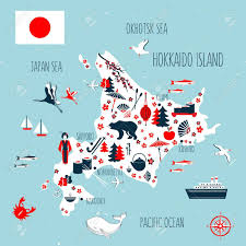 Download hokkaido map stock vectors. Japan Cartoon Travel Map Vector Illustration Hokkaido Island Japan Map Hokkaido Map Vector