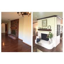 Before And After We Knocked Down The Walls On Both Sides Of The Fireplace Painted The Brick Pure White By Sw Pl Home Home Remodeling Diy Home Remodeling