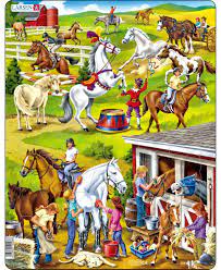 Paardje eet geen stro 'k zal het paardje haver kopen dat het in galop kan lopen hop! Larsen Puzzles Horse Educational Jigsaw Puzzle 50 Piece Tray Frame Style Puzzle Multi Jigsaw Puzzles Fashion Frames Horse Coloring