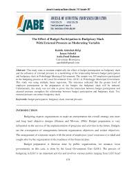 Tapi membuat penggunaannya lebih tepat guna sehingga hasil tersebut bisa kamu nikmati gak hanya untuk sesaat. Pdf The Effect Of Budget Participation To Budgetary Slack With External Pressure As Moderating Variable