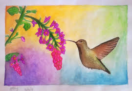 Big canvas paintings for home decor. Art Hummingbird Painting Poster Colour Artwork With Description Of Steps Steemit