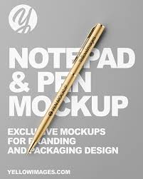 It has customizable logo, fabric color, shadows and background image. Notepad Pen Mockup In Stationery Mockups On Yellow Images Object Mockups