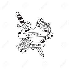 Broken heart with flowers tattoo. Old School Tattoo Emblem Label With Dagger Rose Heart Symbols And Wording Broken Heart Traditional Tattooing Style Ink Isolated Vector Royalty Free Cliparts Vectors And Stock Illustration Image 143161414