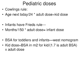 pediatric doses if there is no recommended dose for kids in