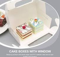 TABLZONE 10-Pack White PVC Cake Boxes with Clear Window, and Moisture-Resistant Dessert Packaging