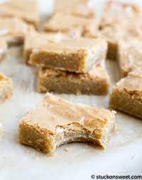 The Chewiest Blondies You Will Ever Make Stuck On Sweet Recipe Chewy Blondie Easy Desserts Best Easy Dessert Recipes