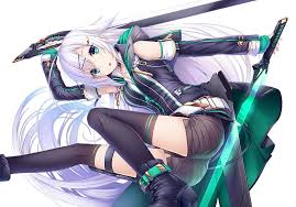 He is tall and lean yet muscular, and always carries his sword with him. Hd Wallpaper Anime Girl Sci Fi Twin Swords White Hair Green Eyes Clothing Wallpaper Flare