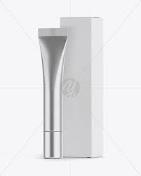 Metallic Cosmetic Tube With A Box Mockup Halfside View In Tube Mockups On Yellow Images Object Mockups Box Mockup Mockup Free Psd Clothing Mockup