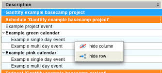 how to hide and show information in your basecamp 2 gantt