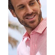 John Devin Kurzarmhemd »in Leinenoptik,«, Streifenhemd aus reiner  Baumwolle, regular-fit