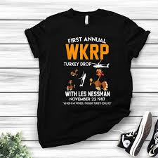 Best turkey giveaway promotion ever! Thanksgiving First Annual Wkrp Turkey Drop With Les Nessman Shirt Hoodie Sweater Longsleeve T Shirt