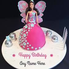Birthday Cake For Sister With Name Barbie Doll Cake With Name Barbie Doll Birthday Cake Barbie Doll Cakes Doll Cake