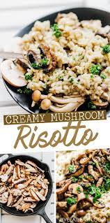 Easy Mushroom Risotto Recipe Vegetarian 1 Pan Recipe Risotto Recipes Vegetarian Risotto Recipes Easy Risotto Recipes