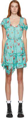 R13 Blue Floral Deconstructed Babydoll Dress Luxed