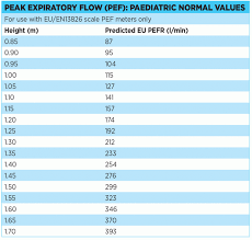 peak flow meter chart child peak flow chart children peak