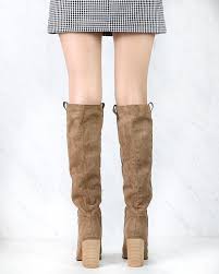 Women faux suede over the knee high slouchy boots toe heel slouch long boots. Saint Slouch Box Cut Knee High Suede Block Heel Boot In Camel Shop Hearts