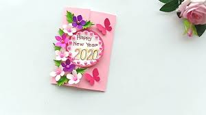 Using a golden or silver foam sheet, cut out '2', '0', '1', '9'. Beautiful Handmade Happy New Year 2020 Card Idea Diy Greeting Cards For New Year Youtube