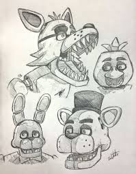 Foxy Chica Bonnie E Freddy Fnaf Drawings Anime Fnaf Fnaf Coloring Pages