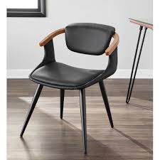 Access the largest metal dining chair range with over 400 options in all colours for sale from sellers in. Oracle Mid Century Modern Dining Chair In Faux Leather Black Metal Walnut Wood N A Overstock 30085090