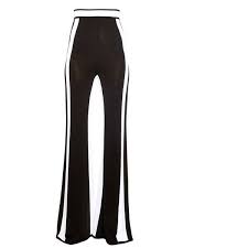 Black And White Striped Flare Pants Outfit Balmain Side Stripe Knitted Wide Leg Trousers 1 358 Liked On Polyvore Featuring Pants Trouser White Flare Pants White Wide Leg Trousers Wide Leg Trousers