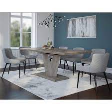 Nous disposons egalement de tables rondes a rallonges. Worldwide Homefurnishings Inc Ens De Salle A Manger Moderne Rustique Avec Table En Chene De Worldwide Homefurnishings Gris Argent 7 Morceaux 207 860ok 086gy Rona
