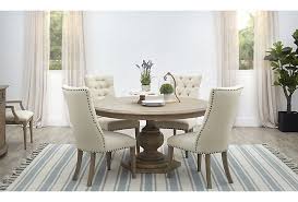 Haddie Light Tone Round Table 4 Upholstered Chairs Upholstered Chairs Round Dining Room Table Upholstered Dining Chairs