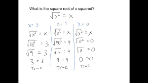 For example, 4 and −4 are square roots of 16, because 42 = (−4)2 = 16. Int C20v1 The Square Root Of X Squared Youtube
