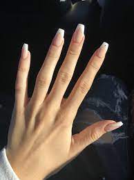 Acrylic Coffin Nails Reverse V French Tip French Tip Acrylic Nails French Tip Nails French Acrylic Nails
