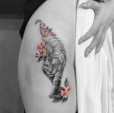 Tiger Thigh Dot Work Tattoo Work Dot Thigh Tattoo Tiger Tattoo Thigh Tiger Leopard Tattoos Hip Tattoo Tattoos