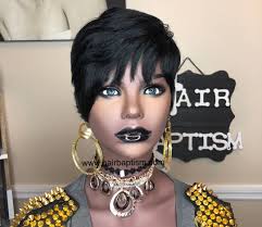 Jet Black Pixie Cut Wig: Virgin Human Hair, Feather Bangs